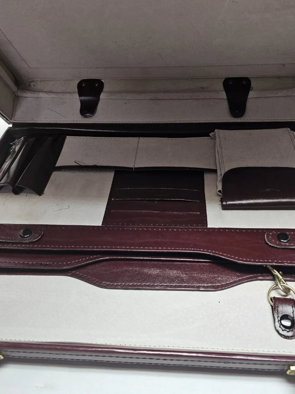 Brown leather Attache Briefcase Bag Jourdon Lock Hard Ware Gold Metallic Brase